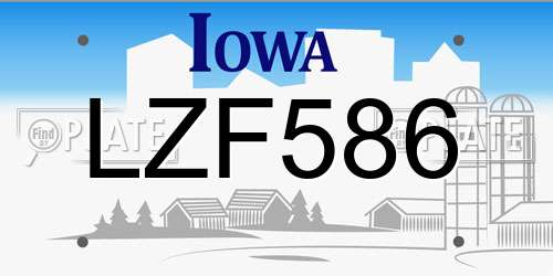 LZF586 Iowa License Plate
