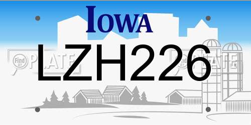 LZH226 Iowa License Plate