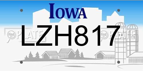 LZH817 Iowa License Plate
