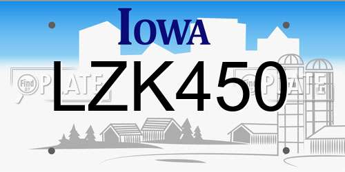 LZK450 Iowa License Plate