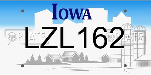 LZL162 Iowa License Plate
