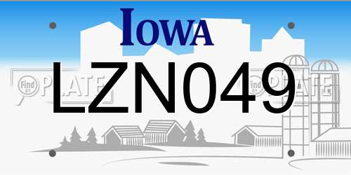 LZN049 Iowa License Plate