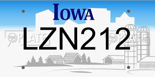 LZN212 Iowa License Plate