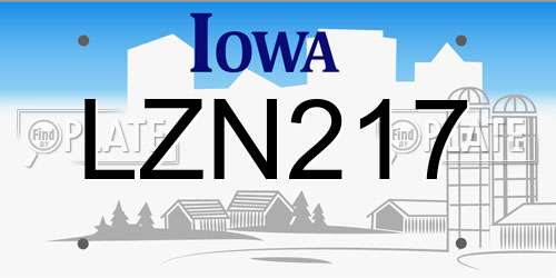 LZN217 Iowa License Plate