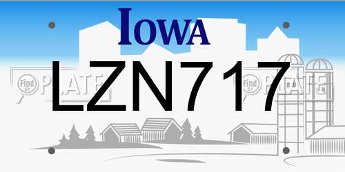 LZN717 Iowa License Plate