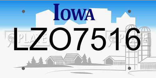 LZO7516 Iowa License Plate