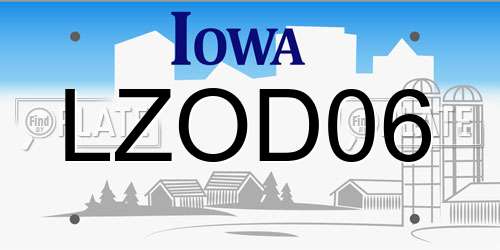 LZOD06 Iowa License Plate