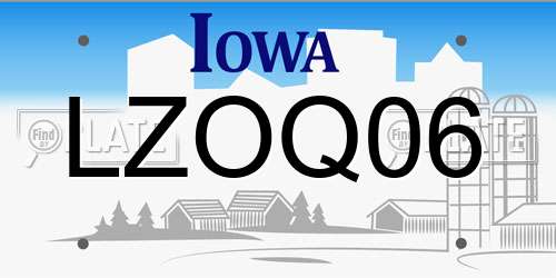LZOQ06 Iowa License Plate