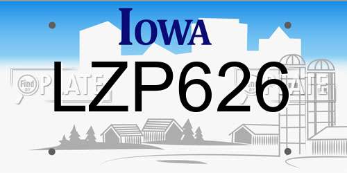 LZP626 Iowa License Plate