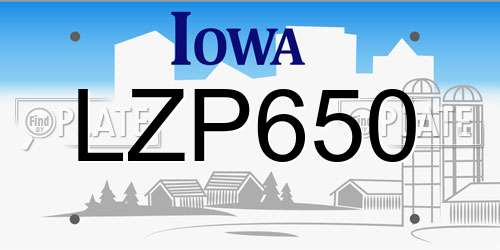 LZP650 Iowa License Plate