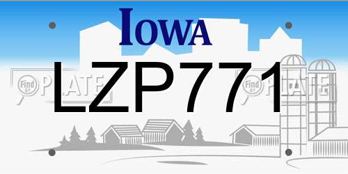 LZP771 Iowa License Plate