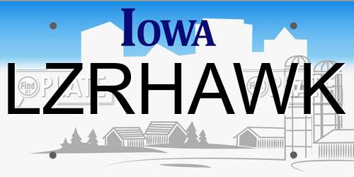 LZRHAWK Iowa License Plate