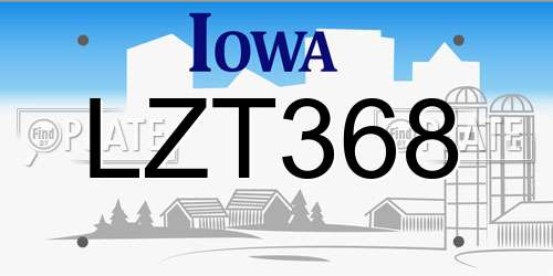 LZT368 Iowa License Plate