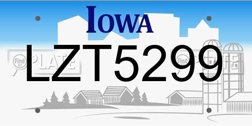 LZT5299 Iowa License Plate