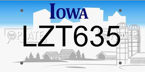 LZT635 Iowa License Plate