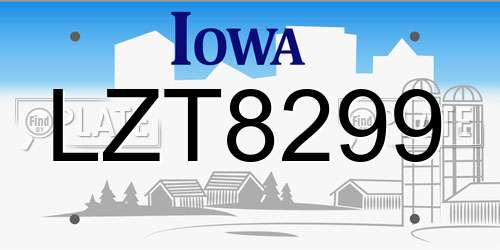 LZT8299 Iowa License Plate