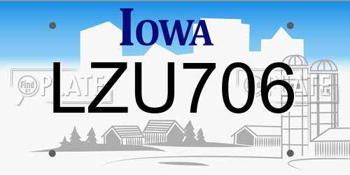 LZU706 Iowa License Plate