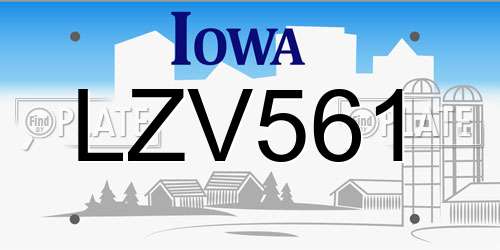 LZV561 Iowa License Plate