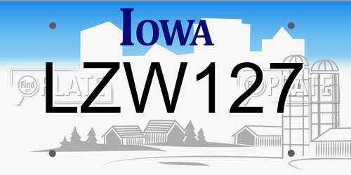 LZW127 Iowa License Plate