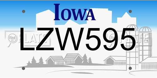 LZW595 Iowa License Plate