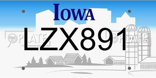 LZX891 Iowa License Plate