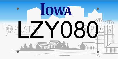 LZY080 Iowa License Plate