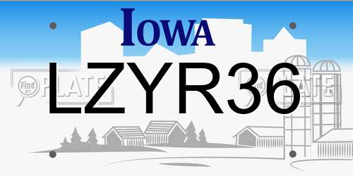 LZYR36 Iowa License Plate