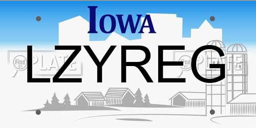 LZYREG Iowa License Plate