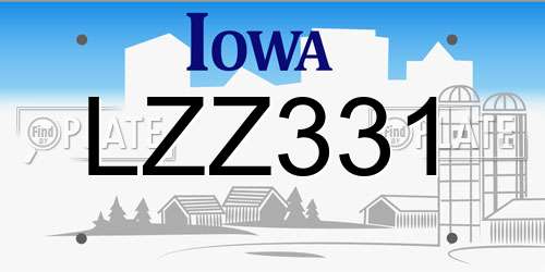 LZZ331 Iowa License Plate