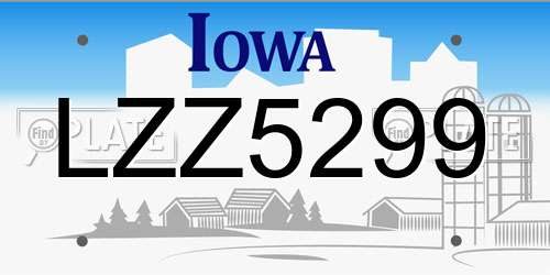LZZ5299 Iowa License Plate