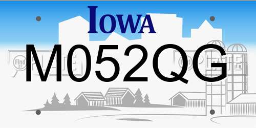 M052QG Iowa License Plate