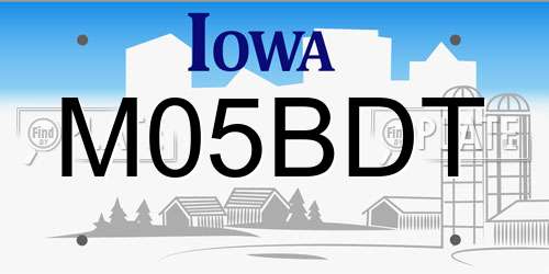 M05BDT Iowa License Plate