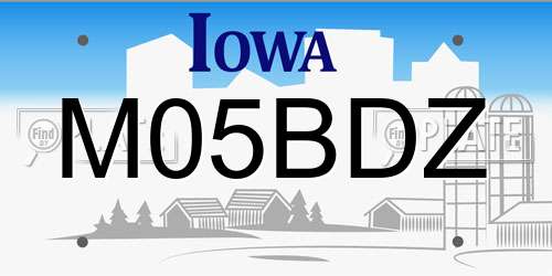 M05BDZ Iowa License Plate