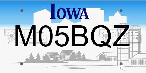 M05BQZ Iowa License Plate