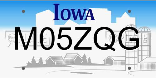 M05ZQG Iowa License Plate