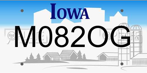 M082OG Iowa License Plate