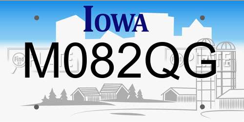 M082QG Iowa License Plate
