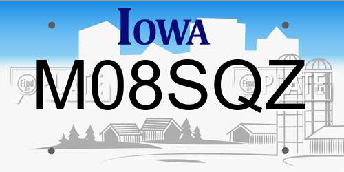 M08SQZ Iowa License Plate
