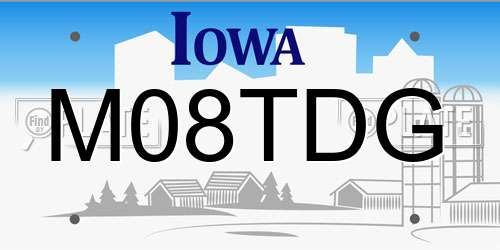 M08TDG Iowa License Plate