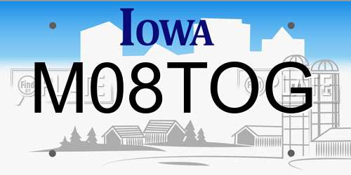 M08TOG Iowa License Plate