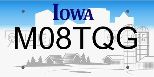M08TQG Iowa License Plate