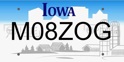 M08ZOG Iowa License Plate