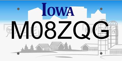M08ZQG Iowa License Plate