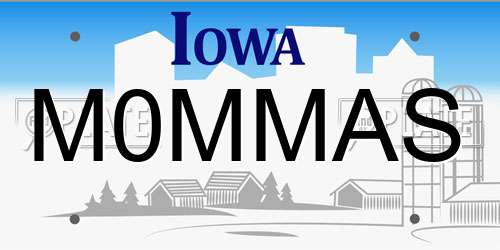 M0MMAS Iowa License Plate