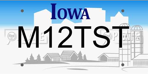 M12TST Iowa License Plate