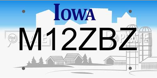 M12ZBZ Iowa License Plate