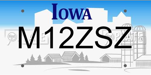 M12ZSZ Iowa License Plate