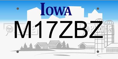 M17ZBZ Iowa License Plate