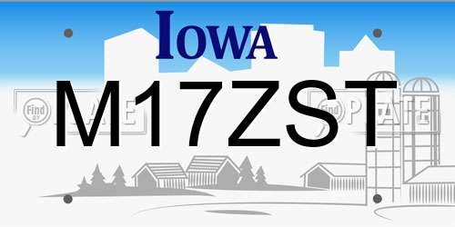 M17ZST Iowa License Plate