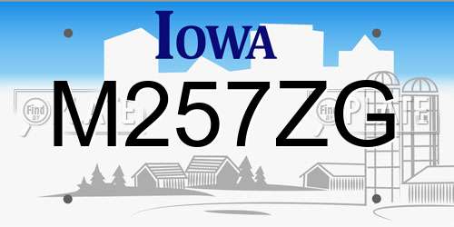 M257ZG Iowa License Plate